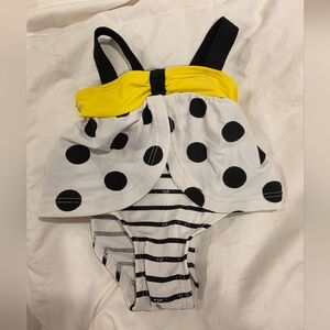 Koala Kids Yellow and Black Polka Dot One Piece